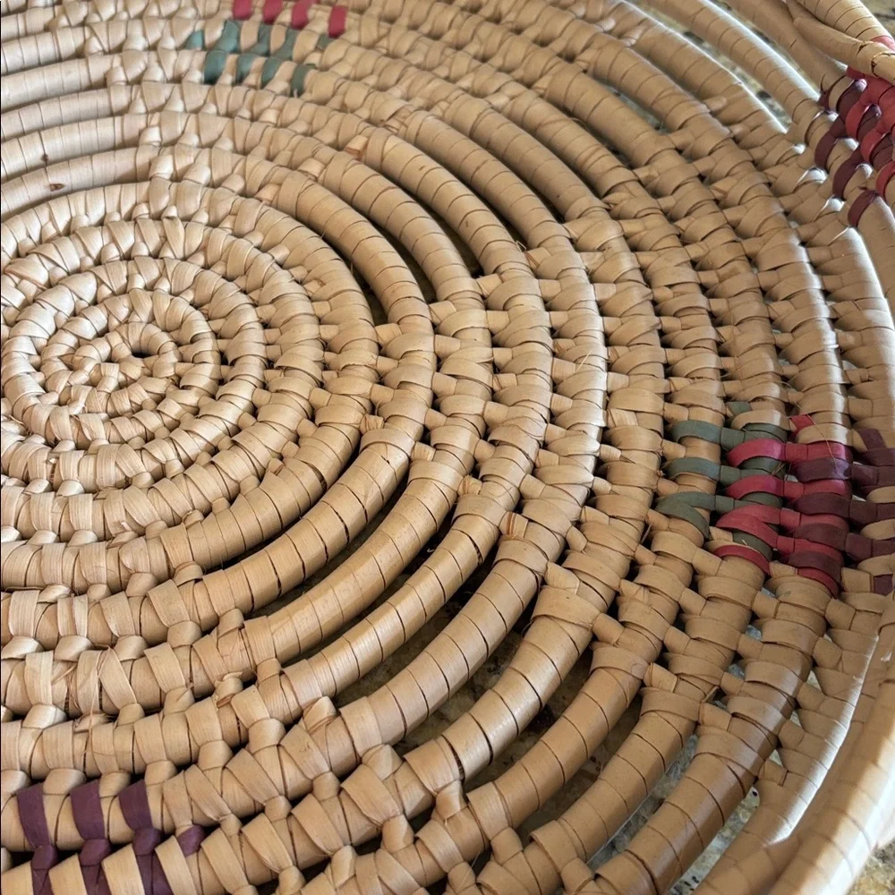 Vintage Hand Woven Coil African Basket large tray 16” wall decor‎ gallery dining